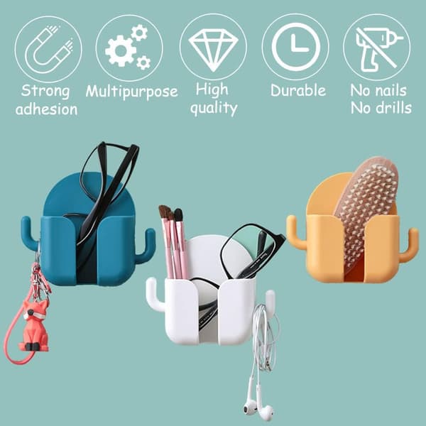 3-pack Wall Mounted Phone Holder, Self-Adhesive Remote Control Storage Box for Home, Bedroom, Living Room