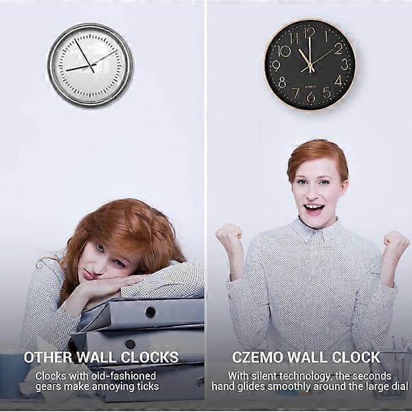 Modern Silent Quartz Wall Clock 30cm, Oversized Numbers Round Wall Clock, for Home, Kitchen, Bedroom, Office, School, (Rose Gold)