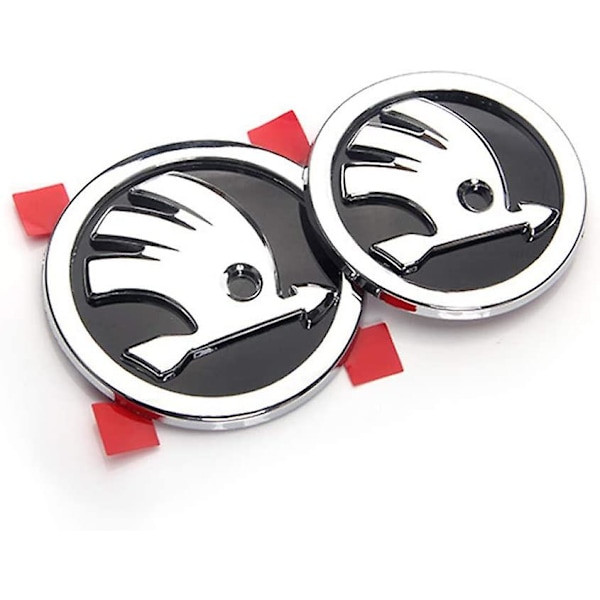 Auton taka- ja etuembleemi, merkki, säleikkö, 3D-metallitarra Skoda-auton korin koristeluun, logotyylit 80 mm + 90 mm