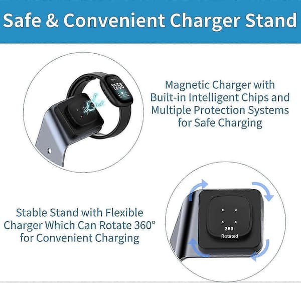 Ladestation til Fitbit Sense/Sense 2/Versa 3/Versa 4