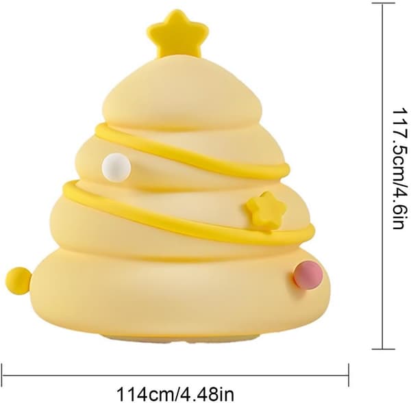 Silikon nattlampe juletre LED 3-trinns dimbar