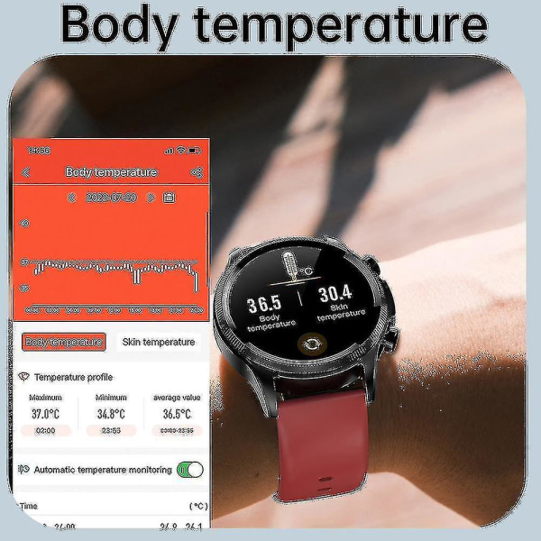 2023 Blodsocker Smart Watch Ecg+ppg Monitoring Blodtryck Kroppstemperatur Smartwatch Herr Ip68 Vattentät Fitness Tracker - Smart Watches Black