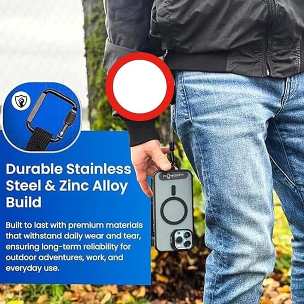 Infällbar stöldskyddslina för telefon, 2-pack, stålkabel, karbinhake, svart