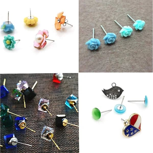 400 Pieces Hypoallergenic Stainless Steel Flat Pad Earring Posts Blank Earring Studs with Butterfly Earring Backs