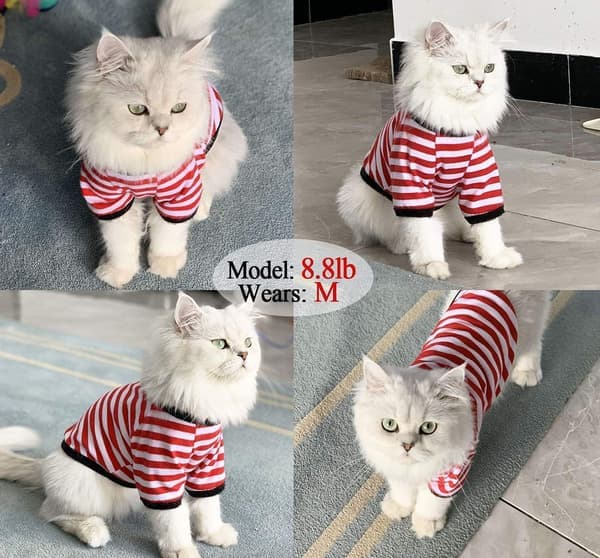 2-pakning hundegenser bomull stripete pustende myk genser for små til store hunder Svart & Rød Medium Medium