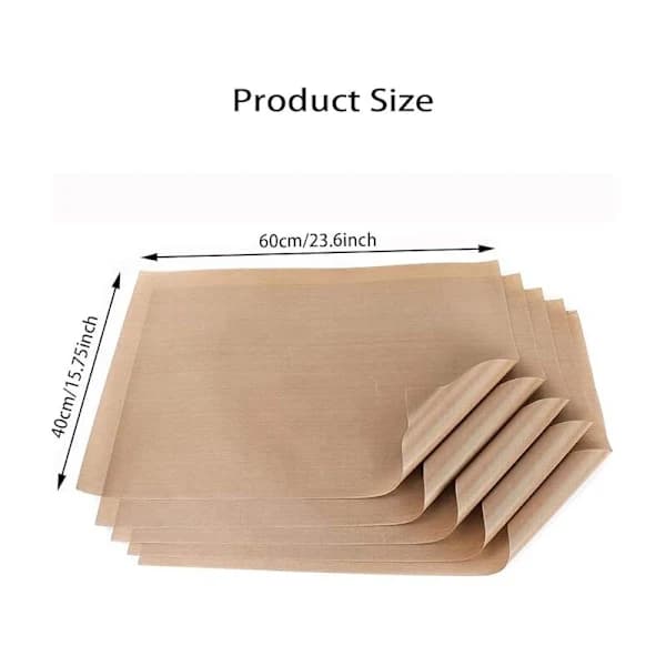 5-pack PTFE Teflon Sheets, Reusable Non-Stick Baking Mats for Cooking, Oven, and Heat Press, 40 x 60 cm