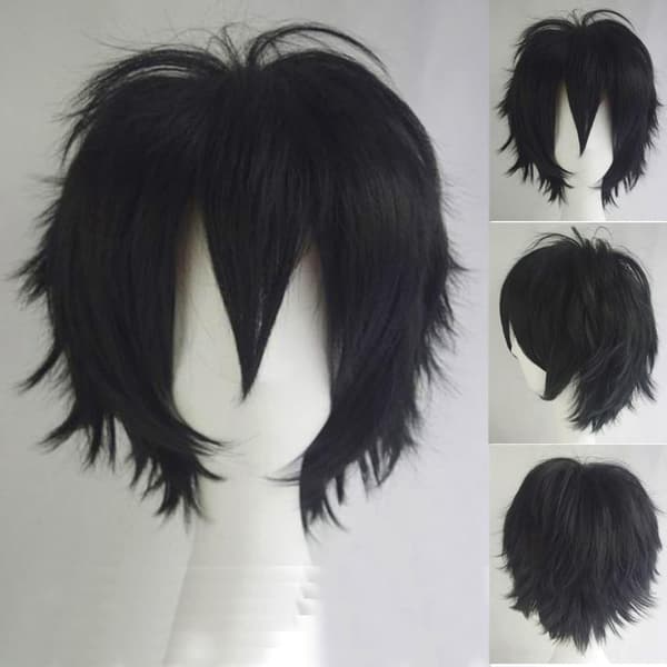 Lilla kort parykk Bob Anime Cosplay rett hår Pixie kostymefest maskerade for kvinner menn gutter jenter