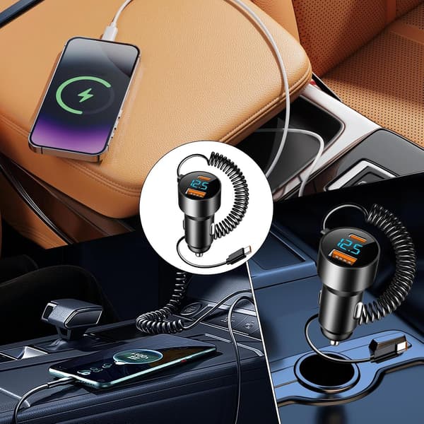 USB-C Biloplader 100W Hurtigoplader PD QC3.0 til Smartphones Tablets Bærbare computere