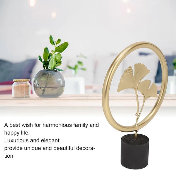 Metal Ginkgo Blad Dekoration, Træbase Guld Ginkgo Blad Figur