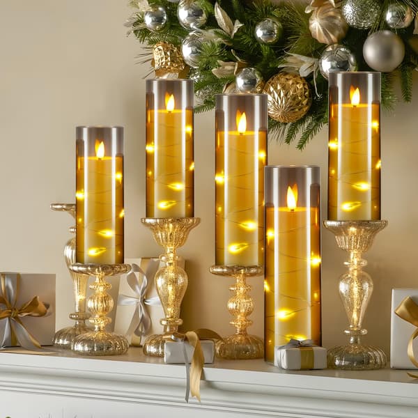 LED Flameless Candles Battery Operated Flickering Flame Glass Effect with Remote Control and Timer