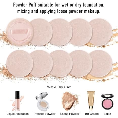 10 st Puderpuff Bomull Makeup Puff Hudfärg skin color *10