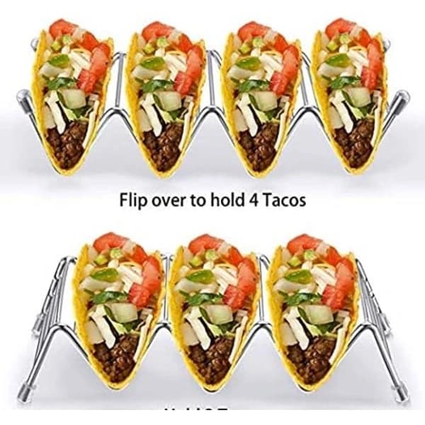 Tacoholder 4-pak, tacostativ i rustfrit stål, plads til op til 16 hårde eller bløde tacos