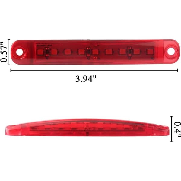 10 stk Røde Sidemarkeringslys 24V 3,9'' 9 LED for Lastebil, Tilhenger, Front og Bak, IP67 Vanntett