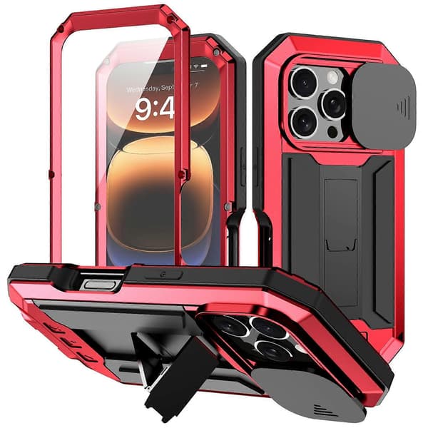 Skyvbart Kamera IP54 Liv Vanntett Holder Mobilskall Rød for iPhone 16 Pro Max For iPhone 16 Pro Max Red