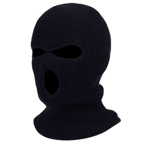 Black Balaclava Ski Mask Robber Hat Black