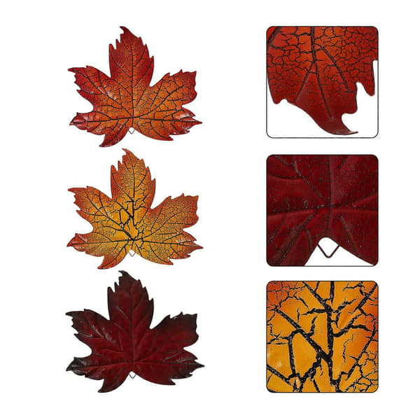 3 Pcs Iron Art Simulation Maple Leaf Crack Garden Home Hanging Decoration
