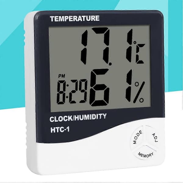 2 stk. husholdningstermometer indendørs elektronisk termometer rumhygrometer elektronisk vækkeur (uden batteri)