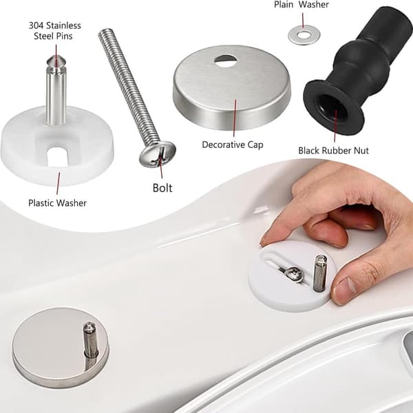 Stainless Steel Hinge Replacement Kit, Toilet Seat Hinges with Expansion Screws, Universal Fixing Kit