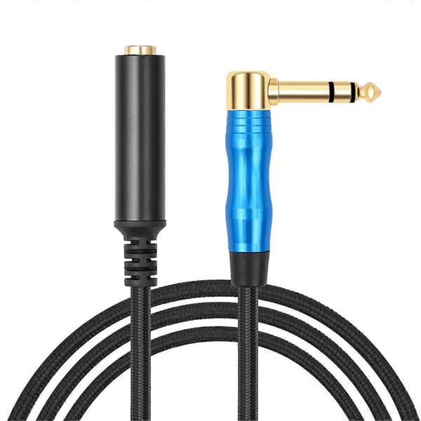 Retvinklet 6,35 mm TRS stereo han til hun lydkabel, 30 cm