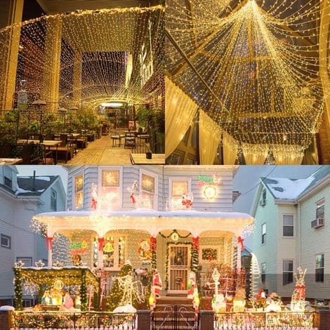 600 LED 6m x 3m Curtain Light String, 8 Modes Waterproof Frost-Resistant Curtain Light String for Window Decoration, Christmas,