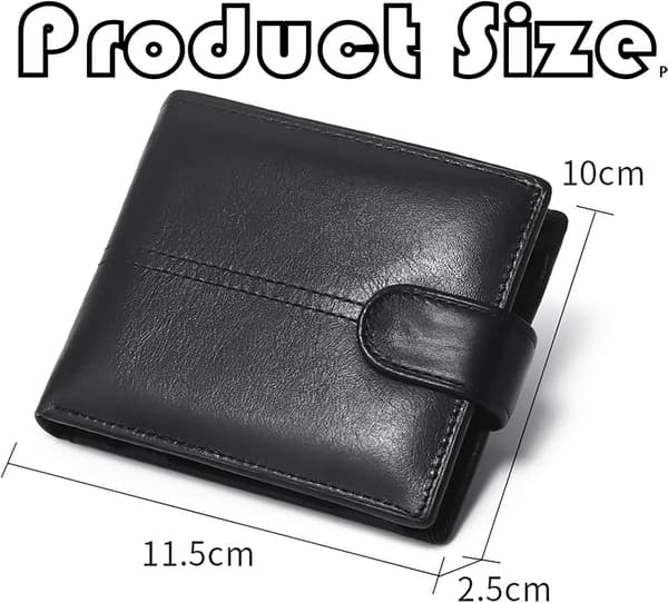 Pung til mænd Bifold RFID-blokerende læderpung sort 9 kortpladser 2 ID-lommer 2 seddelrum lynlåsrum 11,5 x 9,5 x 2 cm