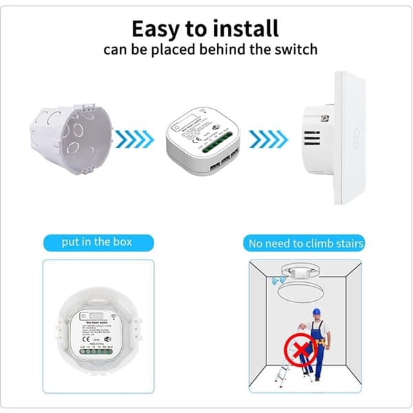 RF433 og WiFi Trådløs Fjernkontroll Lysbryter, 2 Brytere 1 Mottaker Kit