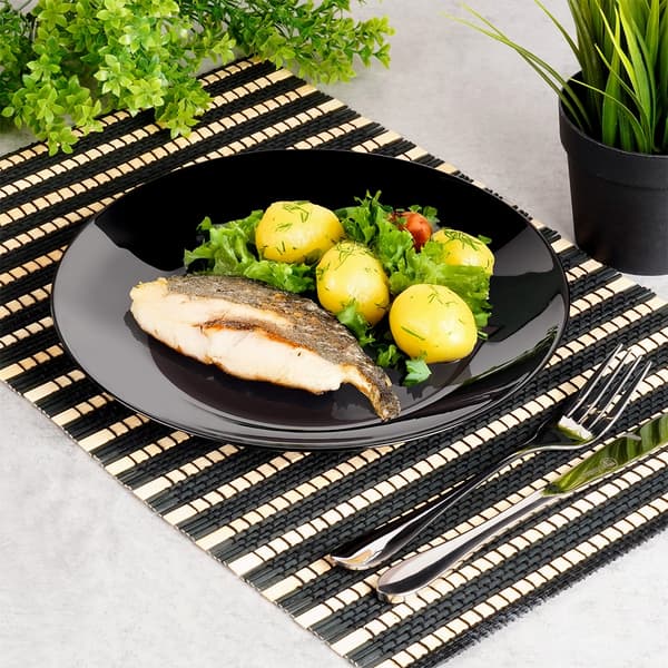 Sorte middagstallerkener i glas, 25,5 cm, sæt med 6 563 563