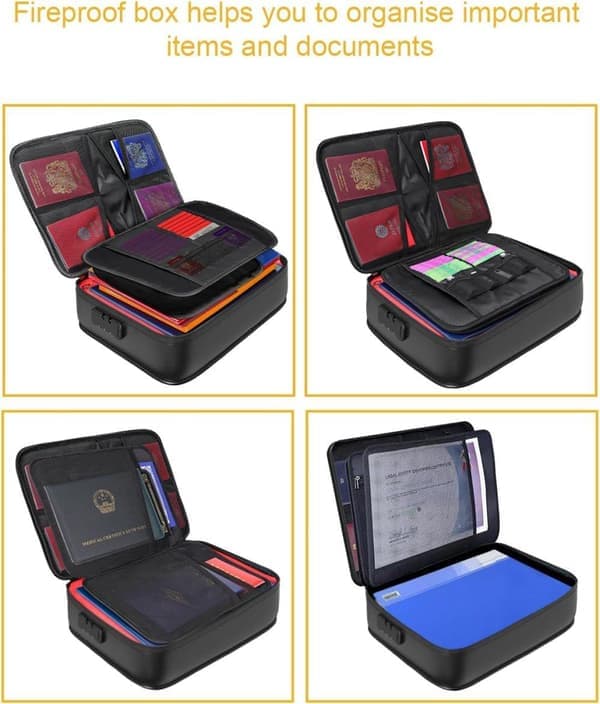 Document Organizer - Fireproof Drawer Storage with Lock (36x27x10 cm). For Important Papers, Passports, and Certificates