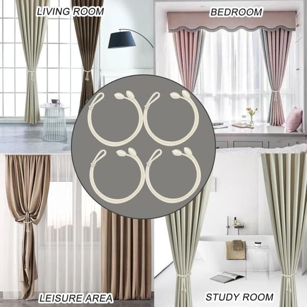 4 stk. Håndlavede gardinholdere i bomuld, beige