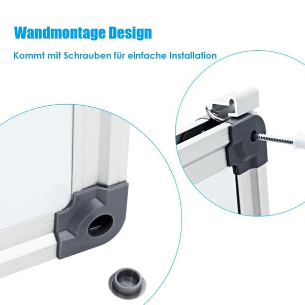 Magnetisk whiteboard med aluminiumramme, 60 x 40 cm