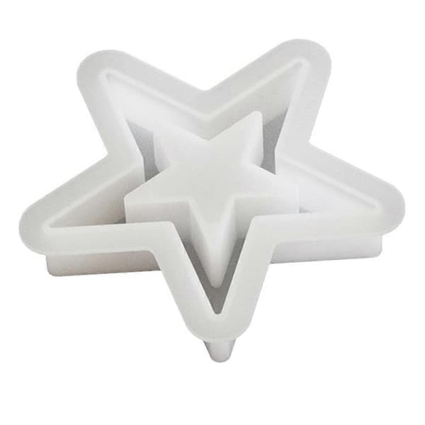 Hengende stjerne silikonform, hul, DIY 3D lysestake støpeverktøy for DIY håndverk