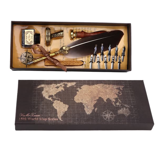 Calligraphy Pen Retro Style Reliable Durable Replaceable Nibs Attractive Decorative Writing Tool for Gift Brown