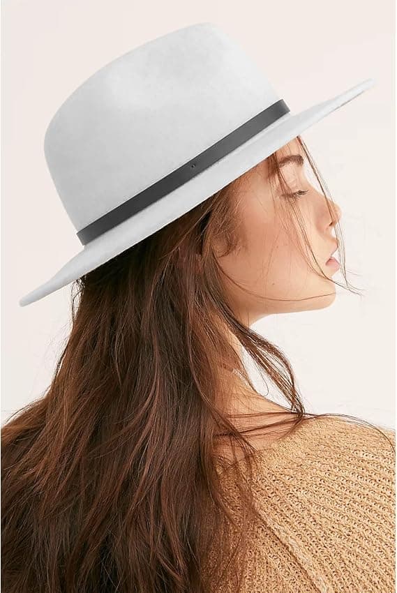 Dame Bælte Spænde Fedora Hat Klassisk Bred Skygge Filt Panama Hat