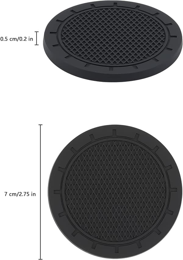4 stk PVC-bilkopholdere, PVC-kopholder, biltilbehør til interiør - Silikoneunderlag (sort).