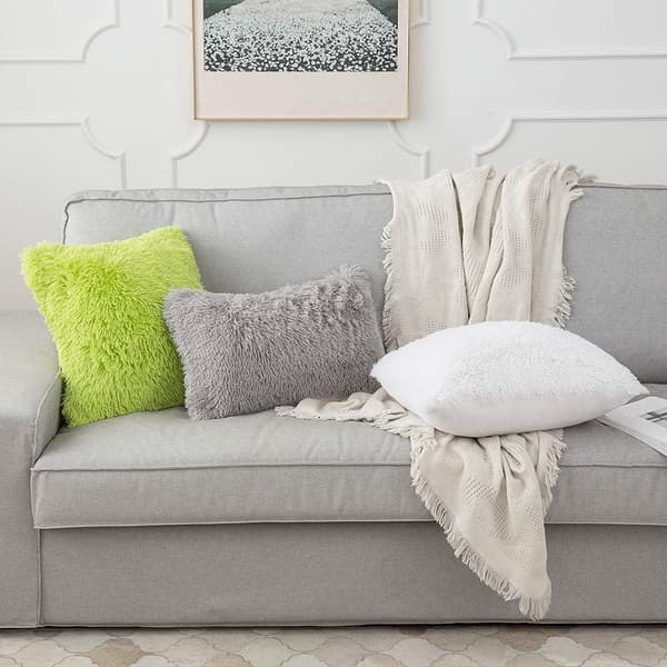 Kuddfodral i fuskpäls polyester 40x40 cm för soffa säng hem kontor