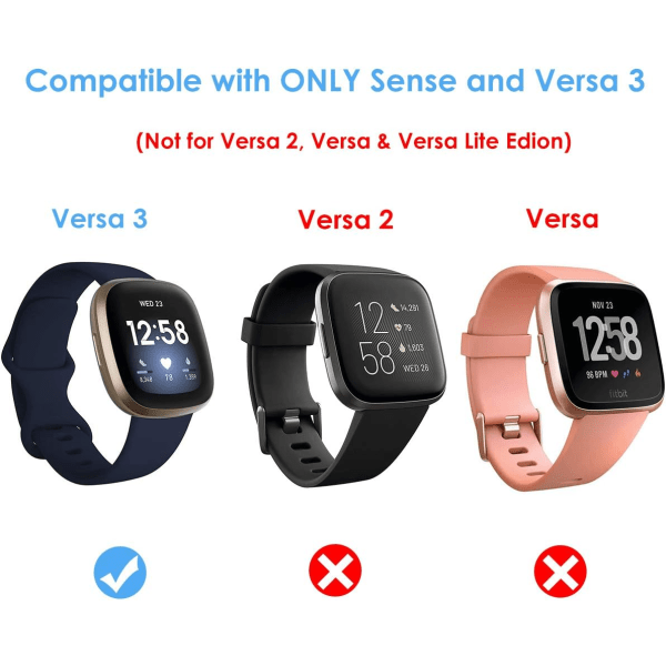4-pakning deksler kompatible med Fitbit Sense / Versa 3, myk TPU-belagt støtfanger fullt deksel