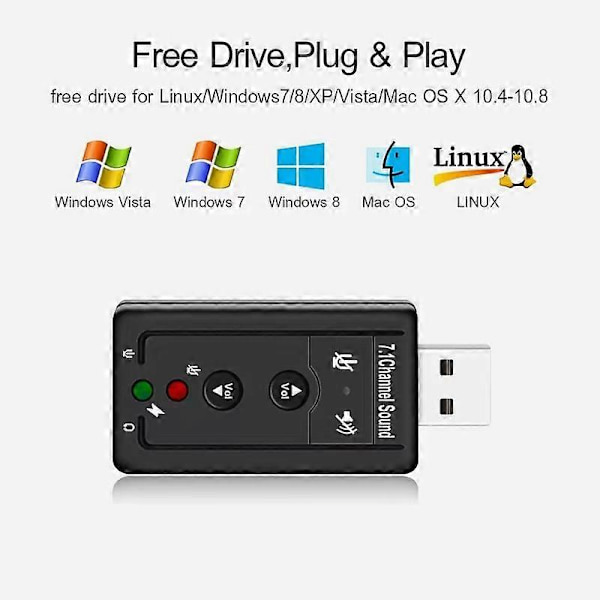 2 kpl 7.1 Äänikortti USB Äänikortti Ulkoinen Äänikortti Ajuriton Itsenäinen Äänikortti Tietokonekuulokkeiden Lisävarusteet