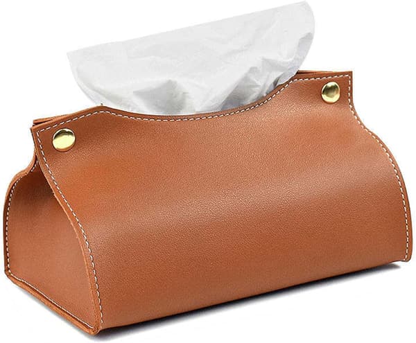 Rektangulær serviettboks i moderne PU-skinn, serviettbeholder for hjem, kontor og bil