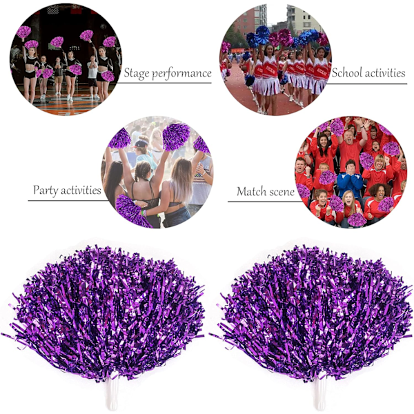 6 kpl Pom Pomit Cheerleading Metallinhohtoinen Folio Cheer Pom Pomit Muovikahvoilla Cheerleading-joukkueen Urheiluhenkeen Ruusunpunainen 12 Rose Red