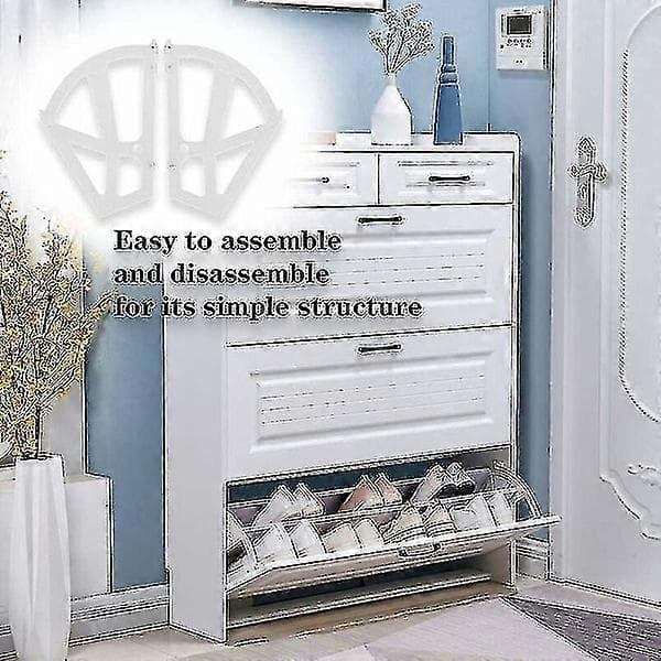 Pair of Shoe Racks - Double Shelf for Cabinet Storage - White Hole Design - Space-Saving Organizer