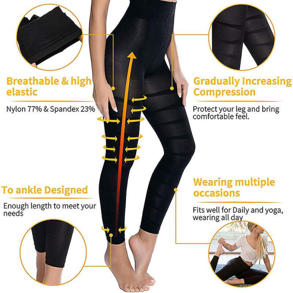 Slimming Anti Cellulite Compression Leggings Ben Shaper Svarta byxor med hög midja L
