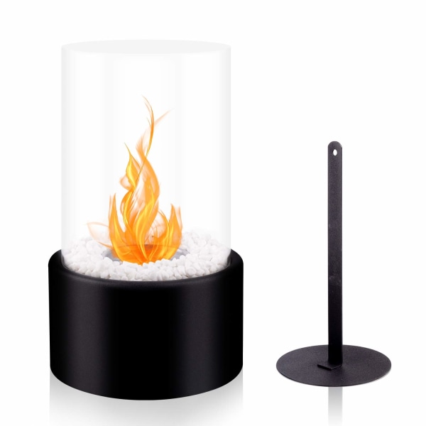 Mini bärbar bordsskiva eldskål, etanol bordsbrasa för inomhus & utomhus Black 12x22cm