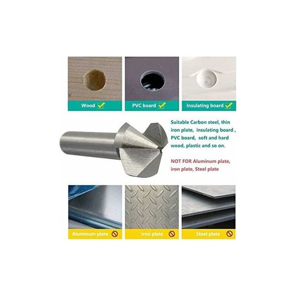 6 Pcs Countersink Drill Bit Set, Metal Countersink Drill Bit HSS High Speed Steel 6.3/8.3/10.4/12.4/16.5/20.5mm