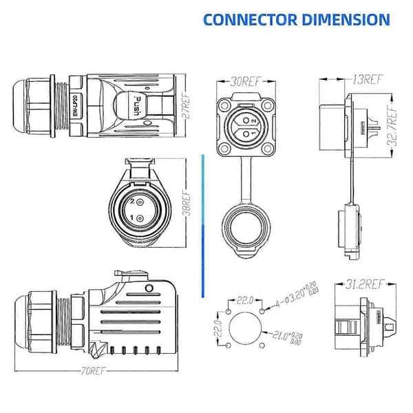 Industrial Waterproof Connector IP68 Quick Connect Circular Connector Anti-Interference Shell Connector (4 Pin)