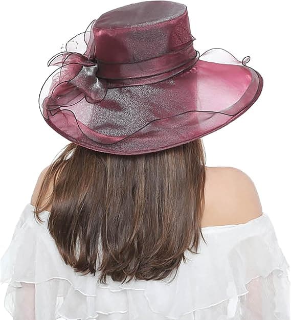 Organza Mesh Solhat til Kvinder, Bredskygget