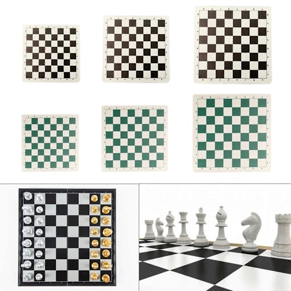 Portable Roll-up Chess Board in Durable Leather Black White