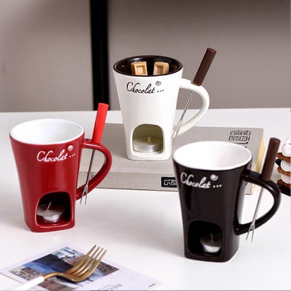 Chokoladefonduekrus 130 ml med gafler til ost og smør-FX-