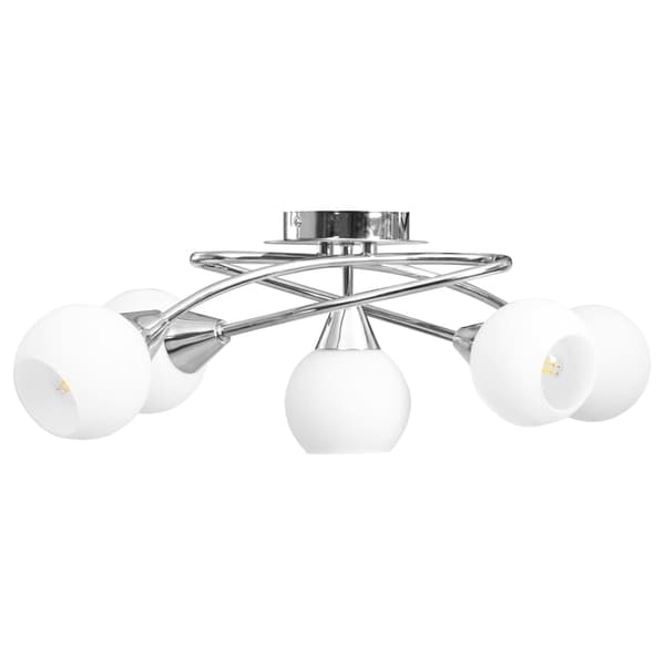 vidaXL Taklampe med keramiske skjermer for 5 E14-pærer hvit klode Vit white