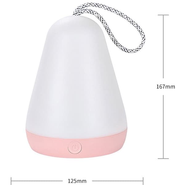 LED Portable Night Light USB Rechargeable Silicone Bedroom Bedside Desk Lamp Outdoor Lantern, White