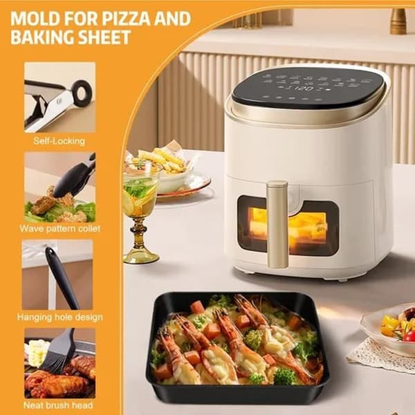 Tilbehørssett for Cosori 5.5L Airfryer, 9-delers, rustfritt stål, non-stick